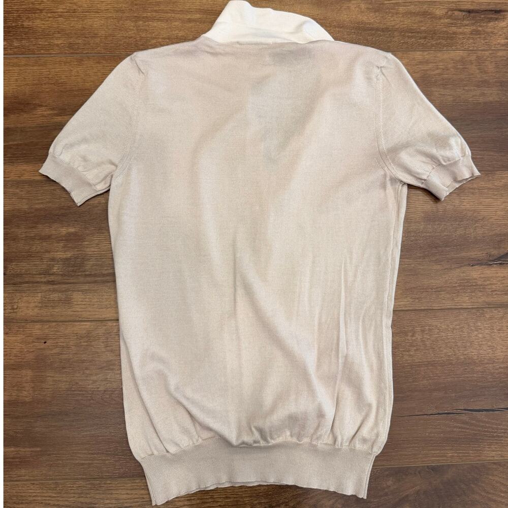 Jacob Cohen Short Sleeve Collared Knit Polo Top Ivory Cream Size Small - Picture 3 of 7